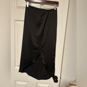 Urban Outfitters Black Satin Pleated Midi Skirt - Size S